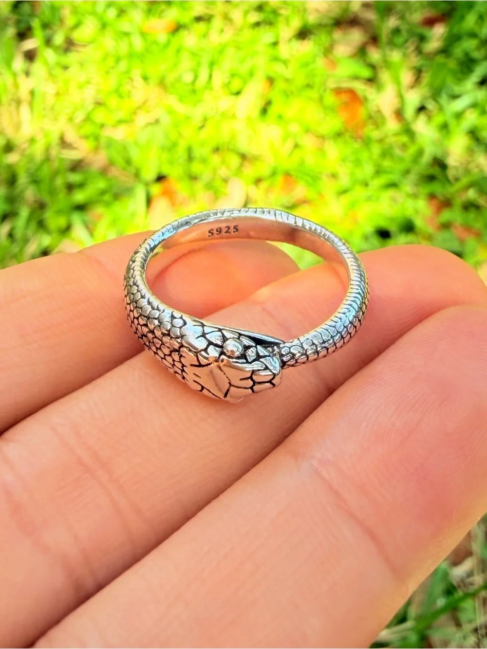 Serpenti Sterling Silver Snake Head Ring - S925